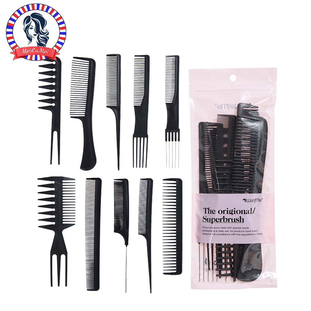 Hair Care Essential - 10 Piece Hair Comb Set, Anti-static