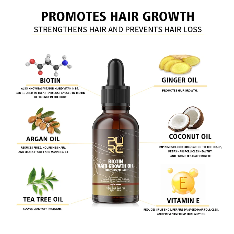 PURC Biotin Hair Oil Hair Grow - đánh giá và giá Hair Care Essence Oil
