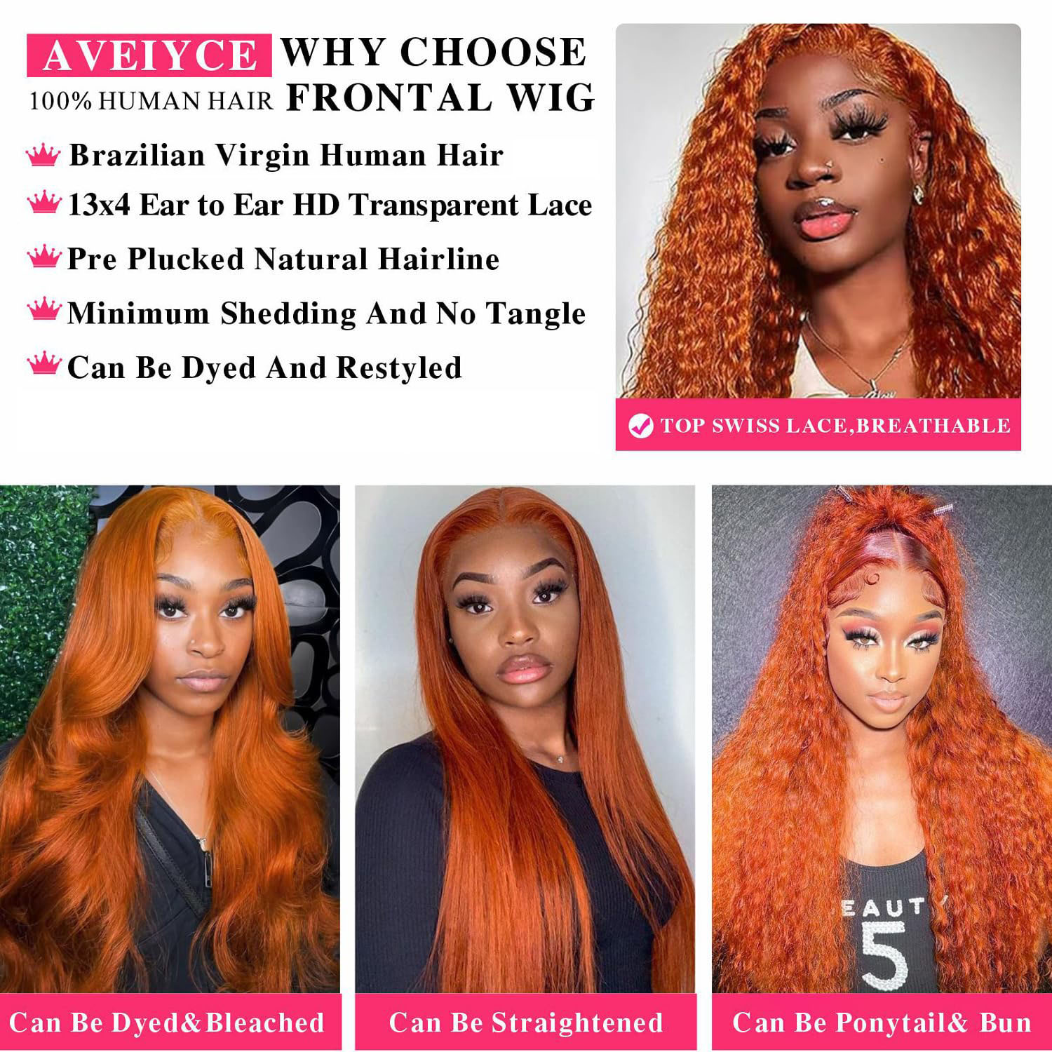 Ginger Deep Wave Lace Front Wi - đánh giá và giá Lace Front Wig