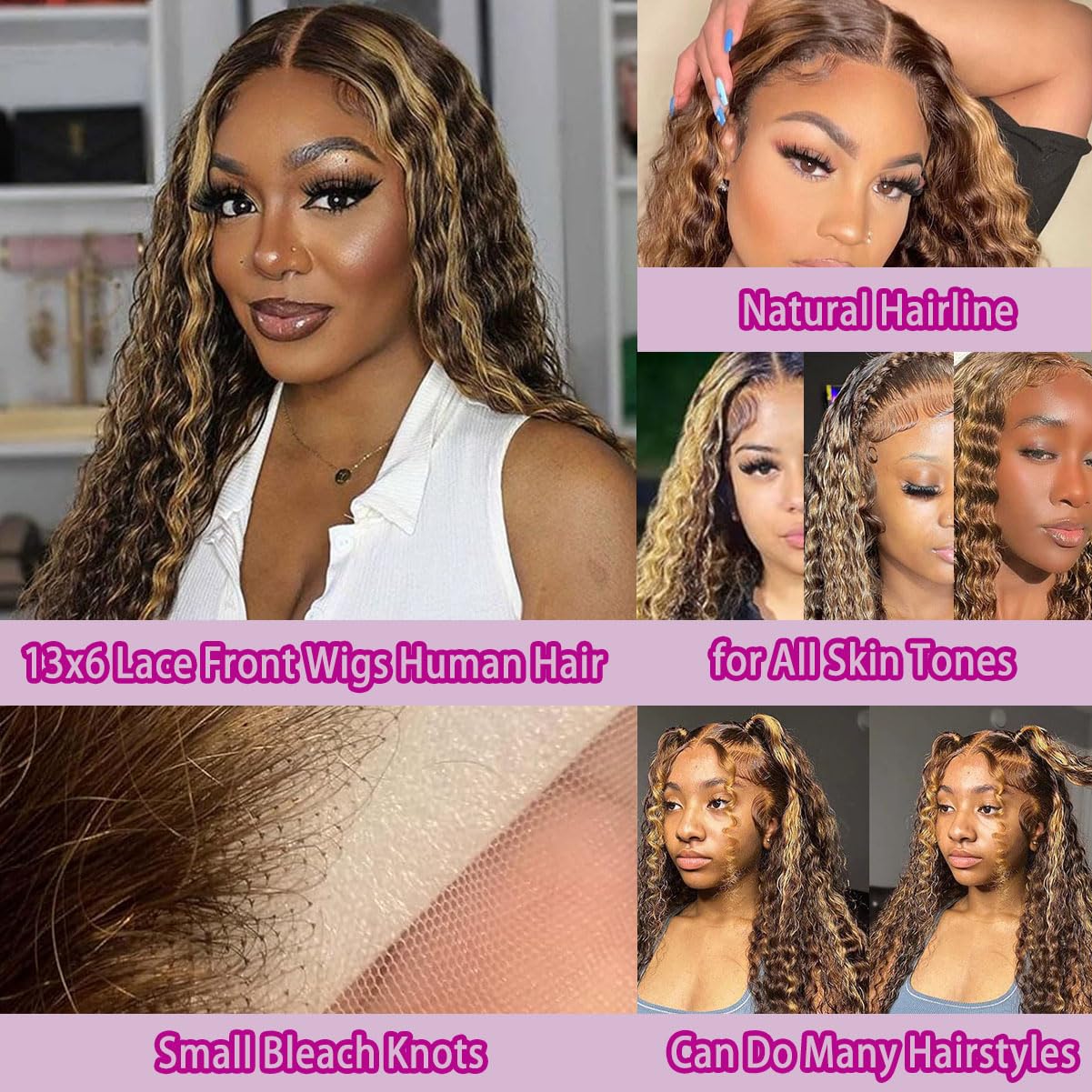 36 Inch Deep Wave P4/27 Highli - đánh giá và giá Lace Front Wig