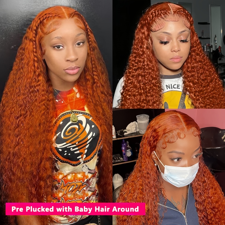30Inch Orange Ginger Water Wav - đánh giá và giá Lace Front Wig